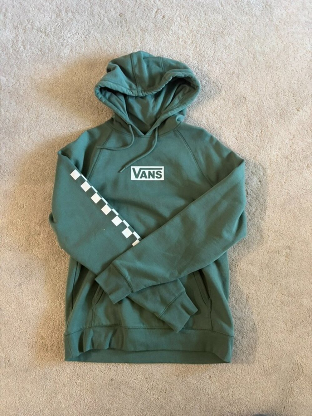 Vans green hoodie with checkered design